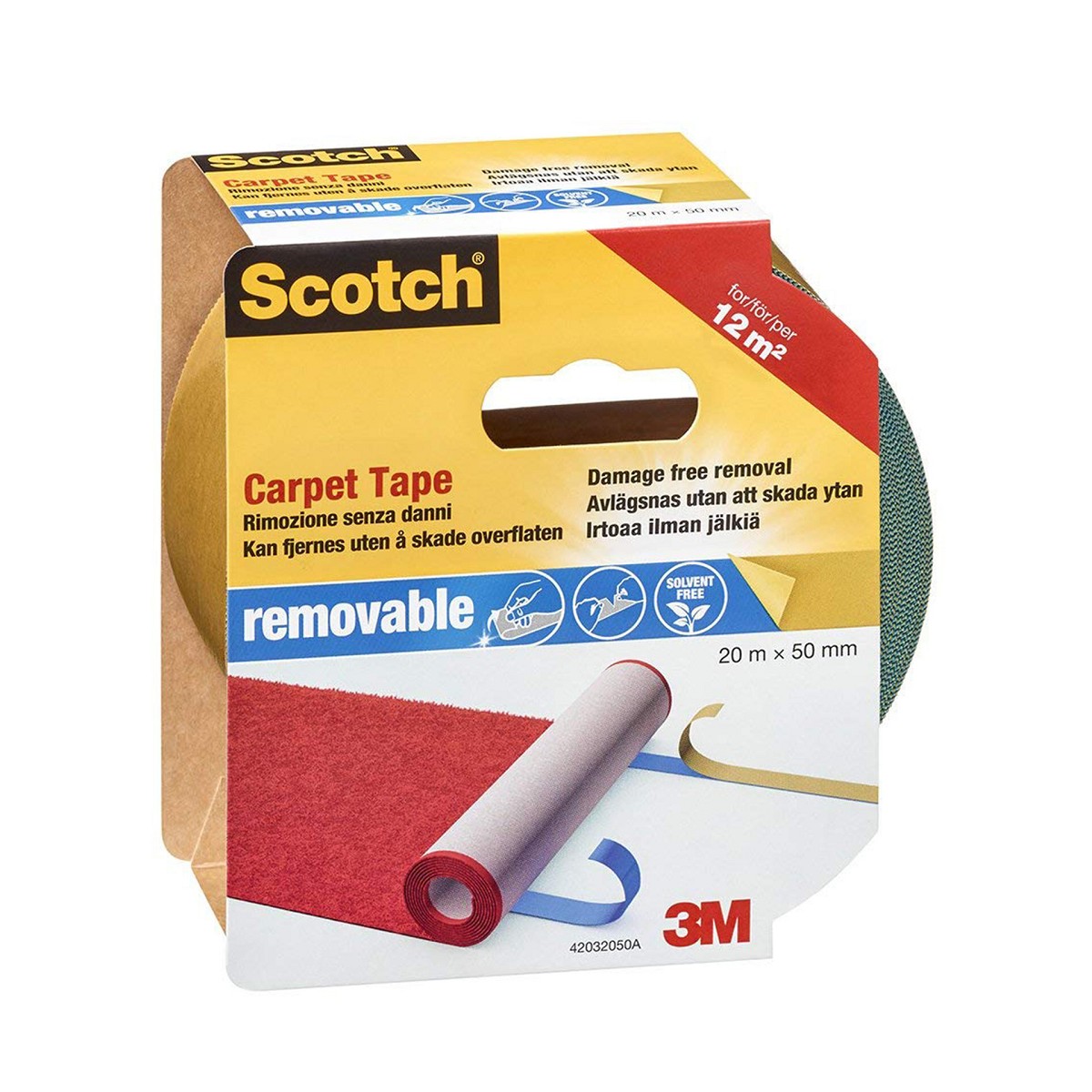 3M Nastro Biadesivo Scotch per Moquette e Tappeti Rimovibile